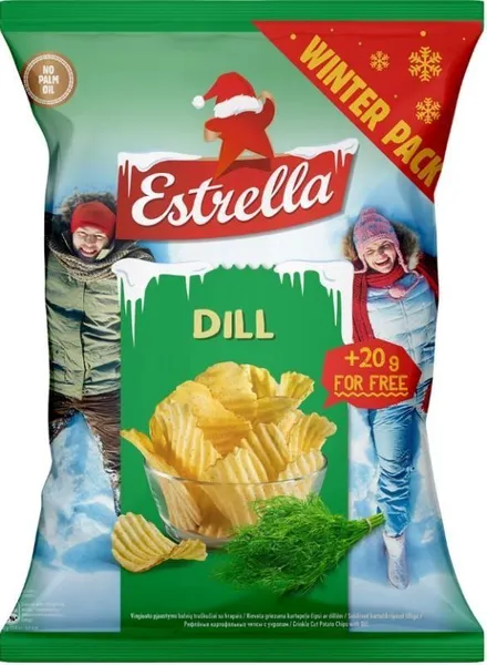 Čipsi ESTRELLA, ar aromātiskām dillēm, 180g