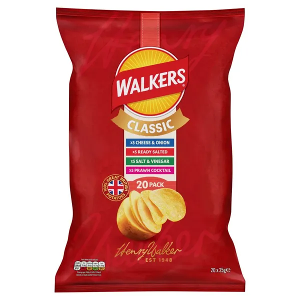 Čipsi WALKERS, Dažādu garšu izlase, 20x25g