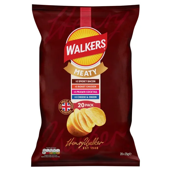 Čipsi WALKERS, Gaļas garšu izlase, 20x25g