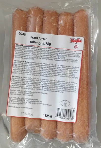 Cūkgaļas Hot Dog  desiņas Frankfurter 1.125kg