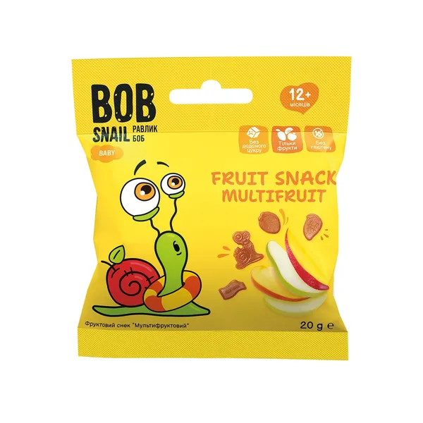 Dažādu augļu uzkoda BOB SNAIL, 20g
