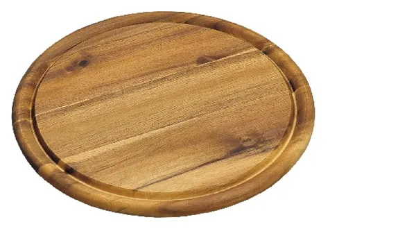 Dēlis griešanai - paplāte, ar rievu, akācijas koks, D 25 cm, H 1,5 cm