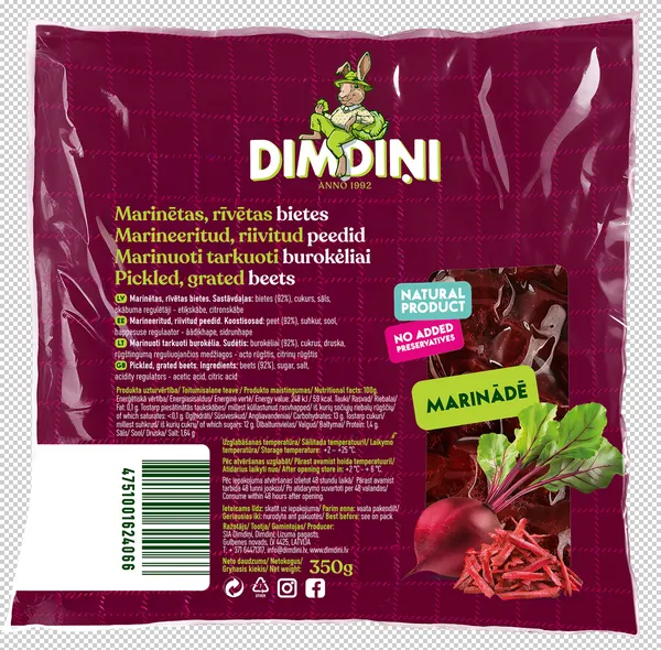 DIMDIŅI Bietes marinētas rīvētas, 350g