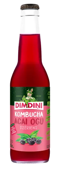 DIMDIŅI Kombuča dzēriens ar Acai ogu ekstraktu, 330 ml (DEP)