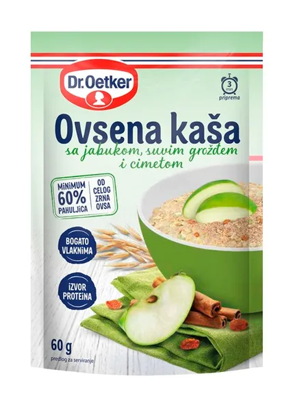 DR. OETKER auzu pārslu putra ar āboliem, kanēli un rozīnēm 60g