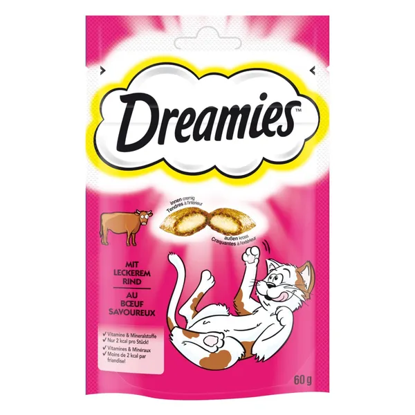 DREAMIES ar lielopu gaļu, kārumi kaķiem, 60g