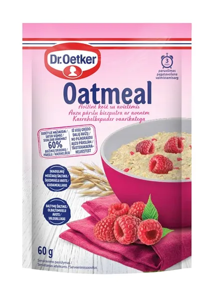 DR.OETKER auzu pārslu putra ar avenēm 60g