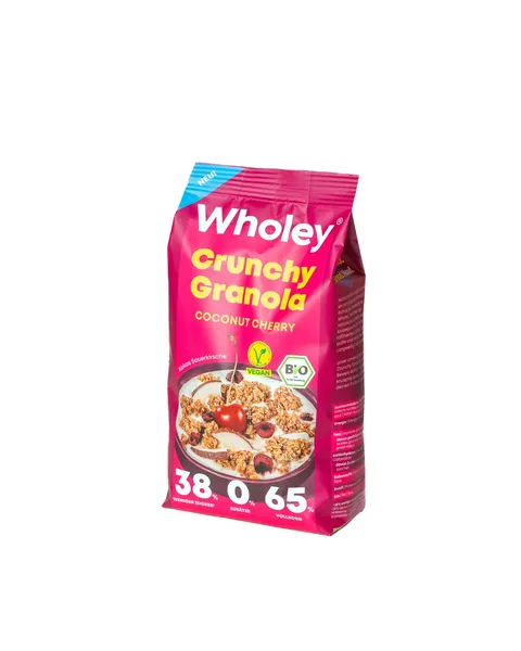 Ekoloģiska granola WHOLEY, ar ķiršiem un kokosriekstu, 300g