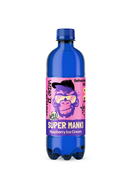 Enerģijas dzēriens SUPER MANKI Raspberry ice cream, PET, 0.5l (DEP)