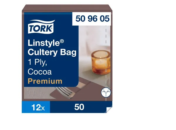 Galda piederumu kabatiņas salvete Tork Linstyle, brūna, 21x9.5 cm, 1 slānis, 50gab