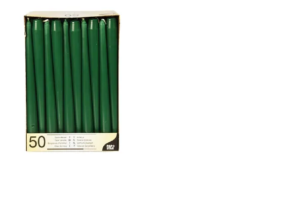Galda sveces, D 2,2 cm x 25 cm, tumši zaļas, 50gab