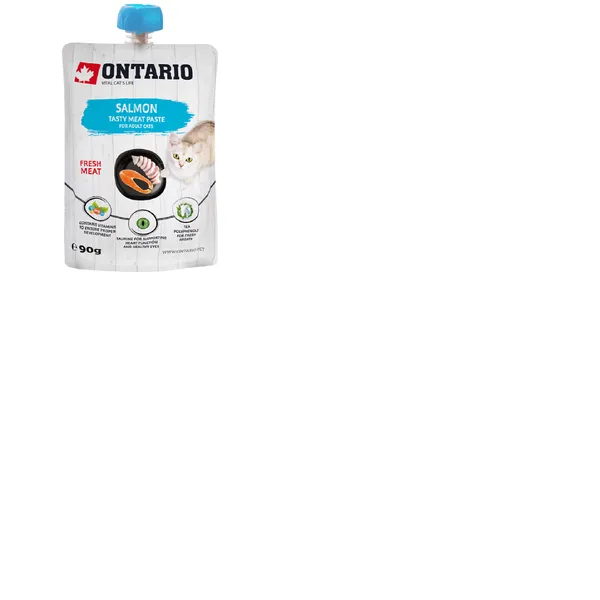 Gardums kaķiem ONTARIO Fresh Meat Paste, ar lasi, 90g