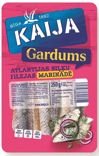 Siļķu filejas marinādē Gardums 250g/143g