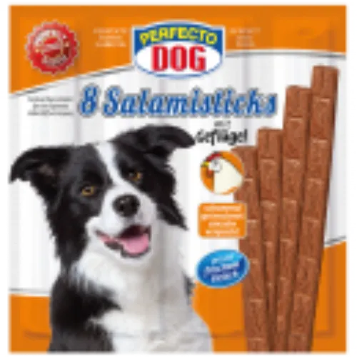Gardums suņiem PERFECTO salami nūjiņas ar putna gaļu, 8gab, 88g