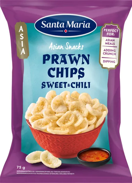 Garneļu čipsi Sweet & Chili 75g, Santa Maria
