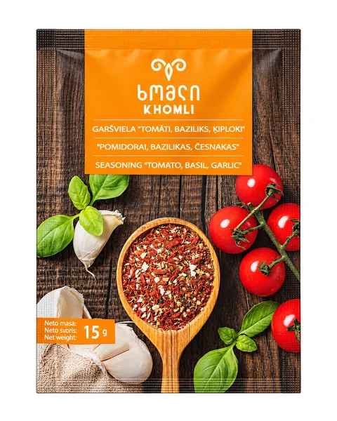 Garšviela tomātu, bazilika, ķiploku KHOMI, 15g