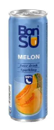Gāzēts atspirdzinošs meloņu sulas dzēriens BONSU 330 ml (DEP)