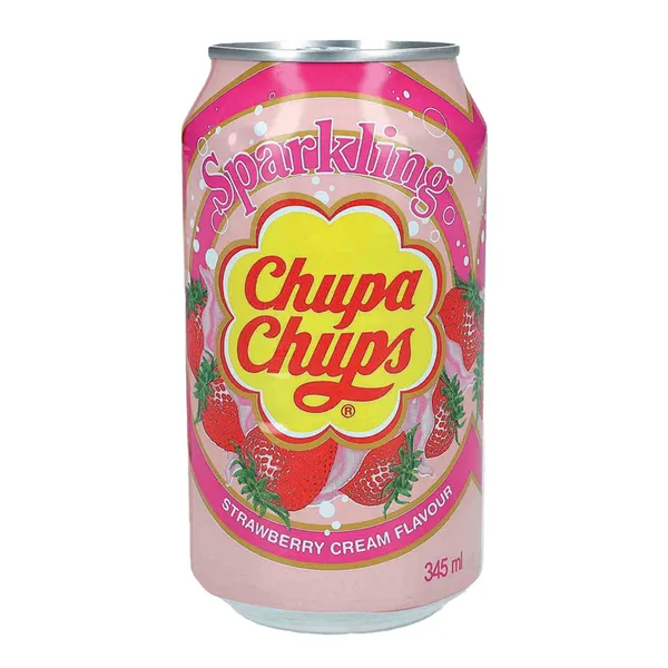 Gāzēts dzēriens CHUPA CHUPS Soda Strawberry and Cream, 0.345l (DEP)