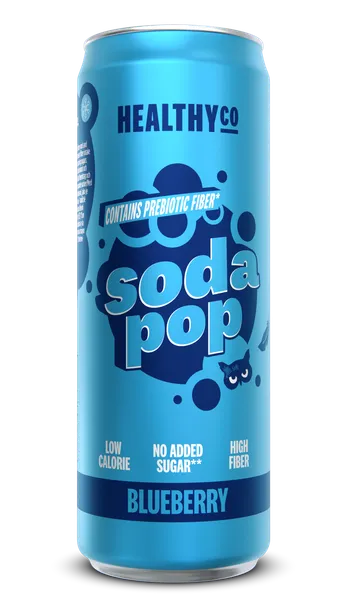 Gāzēts dzēriens HEALTHY CO Soda Pop melleņu ar šķiedrvielām, bundžā, 0.33l (DEP)