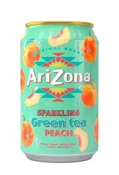Gāzēts zaļās tējas dzēriens ARIZONA ar medu un persiku sulu, 0.33l, bundža (DEP)