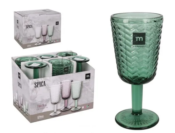 Glāzes Spica, zaļas, stikls, 320ml, D 7,8cm, H 17cm, 6gab
