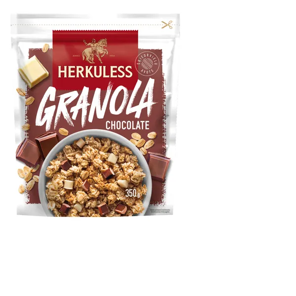 Grauzdēts granola musli Herkuless ar 3 veidu šokolādi 350g