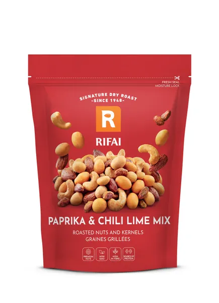 Grauzdētu riekstu maisījums, RIFAI, paprikas un laima garša, 250 g
