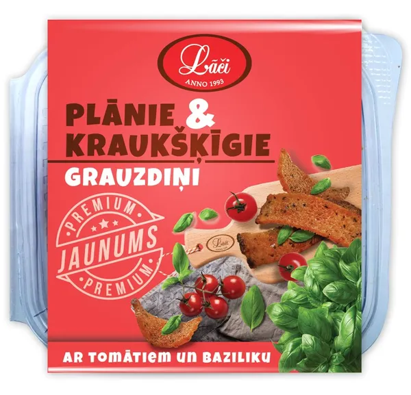 Grauzdiņi LĀČI plānie ar tomātu un baziliku 100g