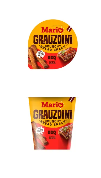 Grauzdiņi MARIO, ar barbekjū ribiņu garšu, glāzē, 100g