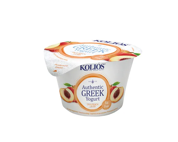 Grieķu jogurts KOLIOS, autentisks, ar persikiem, 0%, 150g