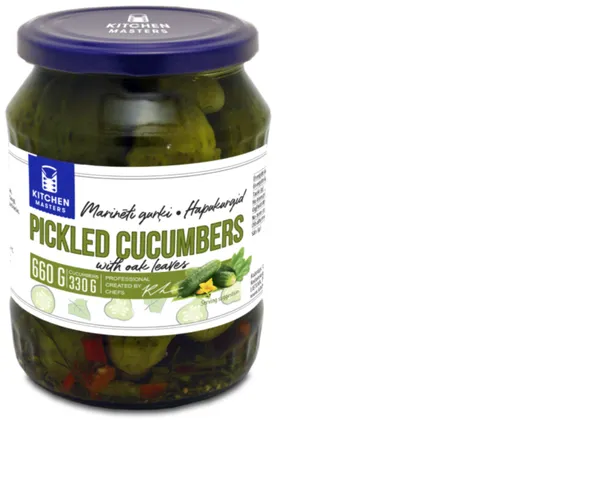 Marinēti gurķi ar ozollapām KITCHEN MASTERS 660g