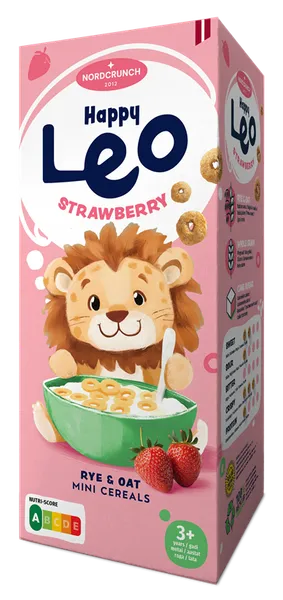 Happy Leo rudzu un auzu pārslas ar zemenēm, 150g