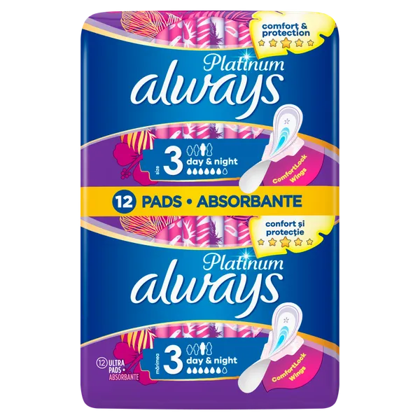 Higiēniskās paketes ALWAYS Platinum Day&Night, S3, 12gab.