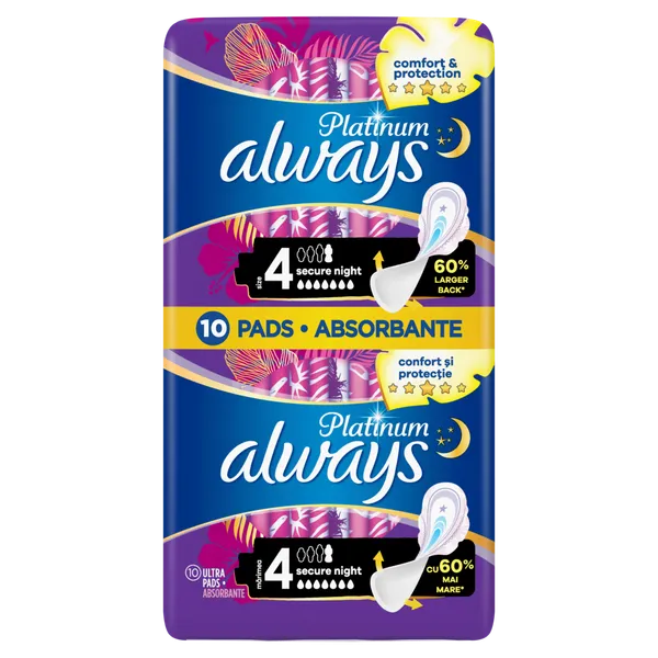 Higiēniskās paketes ALWAYS Platinum Secure Night, S4, 10 gab.
