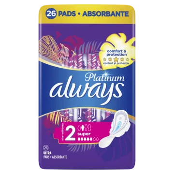 Higiēniskās paketes ALWAYS Platinum Super, S2, 26 gab.