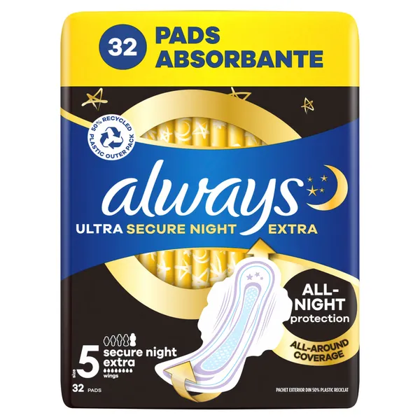 Higiēniskās paketes ALWAYS Ultra Secure Night Extra, Mega Pack, S5, 32 gab.