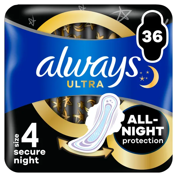 Higiēniskās paketes ALWAYS Ultra Secure Night, Mega Pack, S4, 36 gab.