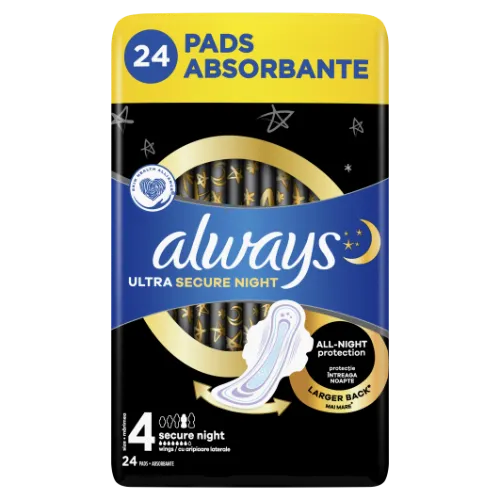 Higiēniskās paketes ALWAYS Ultra Secure Night, S4, 24 gab.