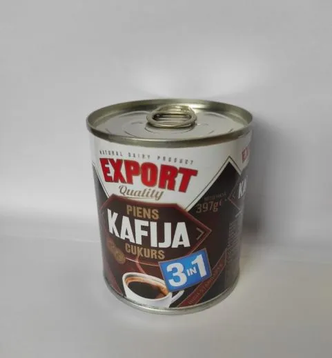 Iebiezināts piens ar kafiju 3in1 385g, Export