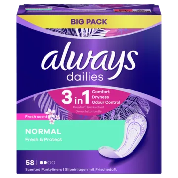 Ikdienas ieliktnīši ALWAYS Normal, Fresh Scent, 58 gab.