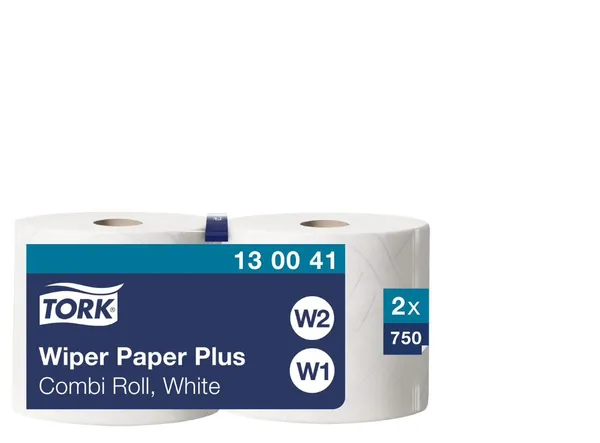 Industriālais papīrs TORK PLUS slaucīšanai 255m, 750 loksnes, 2 slāņi, balts, 130041
