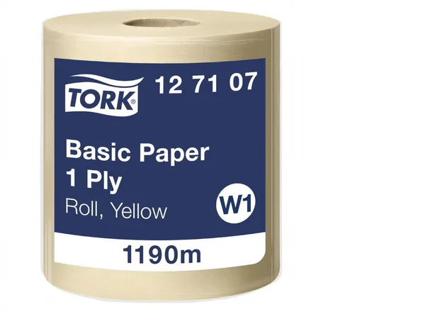 Industriālais papīrs TORK Universal W1, 1 slānis, dzeltens, 1190m, 127107