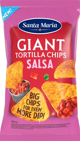 Īpaši liela izmēra kukurūzas čipsi ar salsas garšu 160g, Santa Maria
