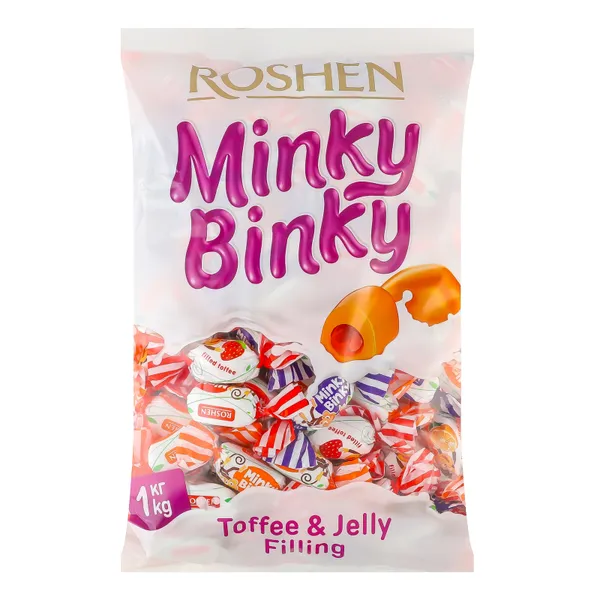 Īrisa karamele ROSHEN Minky-Binky, ar želejas pildījumu, 1kg