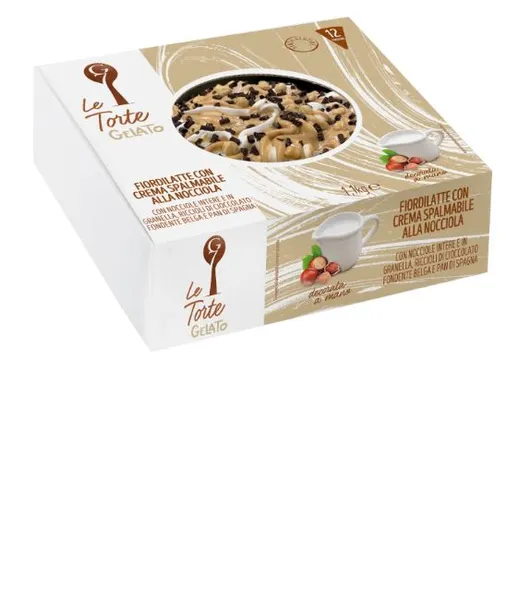 Itāļu saldējuma torte G7 Fiordilatte, pildīta ar lazdu riekstu krēmu, bez lipekļa, 1100g