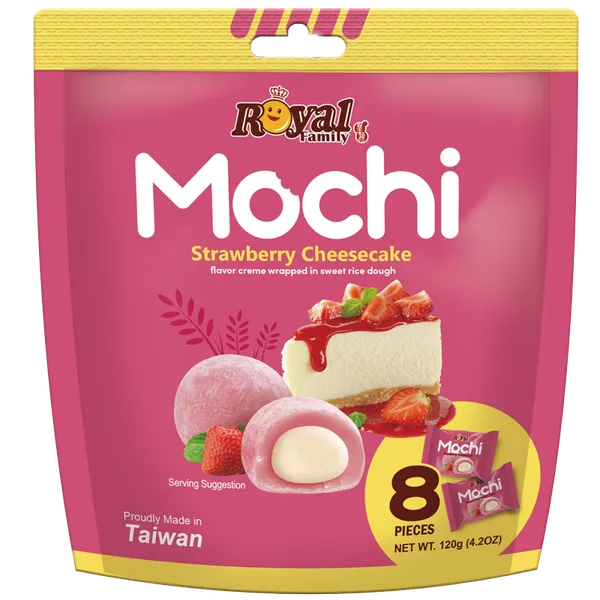 Japāņu rīsu kūka ROYAL FAMILY Mochi, ar zemeņu siera kūku, 120g