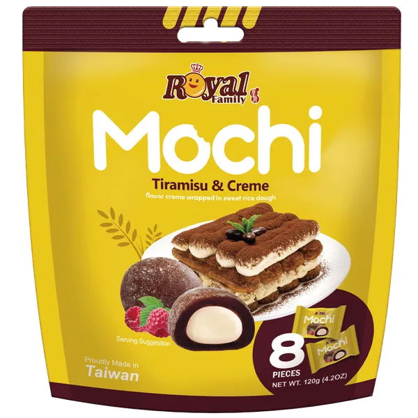 Japāņu rīsu kūka ROYAL FAMILY Mochi, Tiramisu, 120g