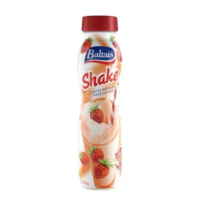 Jogurta kokteilis Baltais Shake meža zemeņu 250g