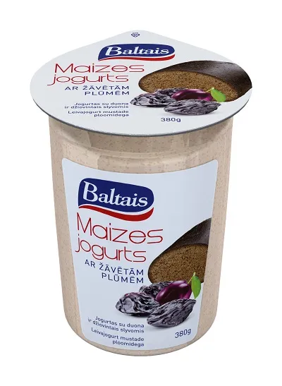 Baltais Maizes jogurts ar žāvētām plūmēm, 380g
