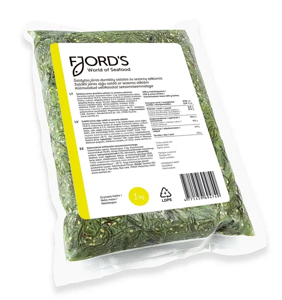 Jūras aļģu salāti FJORD'S ar sezama sēklām Wakame, saldēti, 1kg